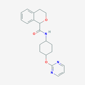 molecular formula C20H23N3O3 B2875463 N-((1r,4r)-4-(嘧啶-2-氧基)环己基)异色满-1-甲酰胺 CAS No. 2034194-55-1
