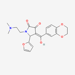 molecular formula C21H22N2O6 B2875476 4-(2,3-dihydrobenzo[b][1,4]dioxine-6-carbonyl)-1-(2-(dimethylamino)ethyl)-5-(furan-2-yl)-3-hydroxy-1H-pyrrol-2(5H)-one CAS No. 618404-71-0