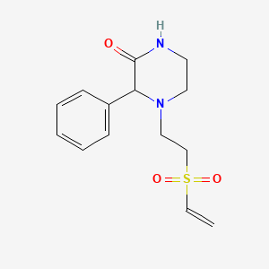 molecular formula C14H18N2O3S B2875478 4-(2-Ethenylsulfonylethyl)-3-phenylpiperazin-2-one CAS No. 2248696-69-5
