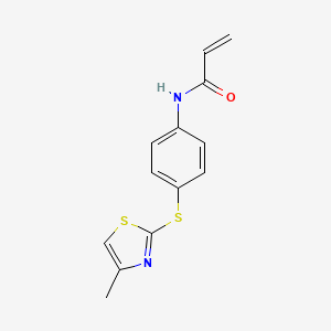 molecular formula C13H12N2OS2 B2875486 N-[4-[(4-Methyl-1,3-thiazol-2-yl)sulfanyl]phenyl]prop-2-enamide CAS No. 2305317-93-3