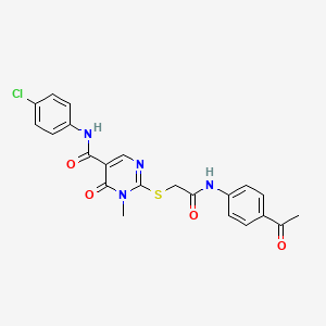 molecular formula C22H19ClN4O4S B2875488 2-((2-((4-乙酰苯基)氨基)-2-氧代乙基)硫代)-N-(4-氯苯基)-1-甲基-6-氧代-1,6-二氢嘧啶-5-甲酰胺 CAS No. 894034-91-4
