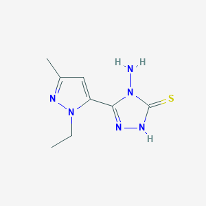 molecular formula C8H12N6S B287549 4-amino-5-(1-ethyl-3-methyl-1H-pyrazol-5-yl)-4H-1,2,4-triazole-3-thiol 
