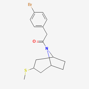 molecular formula C16H20BrNOS B2875495 2-(4-bromophenyl)-1-((1R,5S)-3-(methylthio)-8-azabicyclo[3.2.1]octan-8-yl)ethanone CAS No. 1790196-77-8
