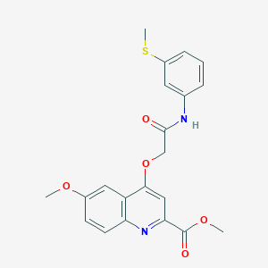 molecular formula C21H20N2O5S B2875497 Methyl 6-methoxy-4-(2-((3-(methylthio)phenyl)amino)-2-oxoethoxy)quinoline-2-carboxylate CAS No. 1358124-30-7