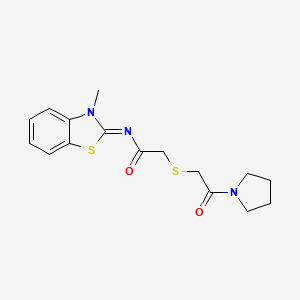 molecular formula C16H19N3O2S2 B2875502 (Z)-N-(3-methylbenzo[d]thiazol-2(3H)-ylidene)-2-((2-oxo-2-(pyrrolidin-1-yl)ethyl)thio)acetamide CAS No. 1164549-53-4