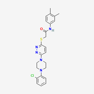 molecular formula C24H26ClN5OS B2875508 2-((6-(4-(2-chlorophenyl)piperazin-1-yl)pyridazin-3-yl)thio)-N-(3,4-dimethylphenyl)acetamide CAS No. 1358116-59-2