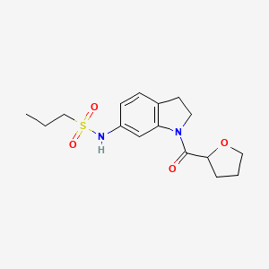 molecular formula C16H22N2O4S B2875522 N-(1-(四氢呋喃-2-羰基)吲哚-6-基)丙烷-1-磺酰胺 CAS No. 1058212-66-0