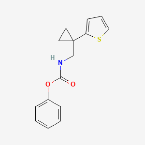 molecular formula C15H15NO2S B2875532 Phenyl ((1-(thiophen-2-yl)cyclopropyl)methyl)carbamate CAS No. 1203030-94-7