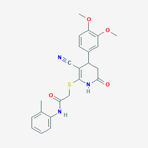 2-{[3-cyano-4-(3,4-dimethoxyphenyl)-6-hydroxy-4,5-dihydropyridin-2-yl]sulfanyl}-N-(2-methylphenyl)acetamide