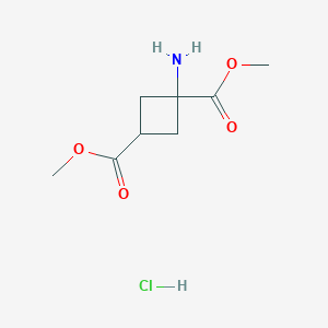 molecular formula C8H14ClNO4 B2875534 Dimethyl 1-aminocyclobutane-1,3-dicarboxylate hydrochloride CAS No. 2230798-76-0