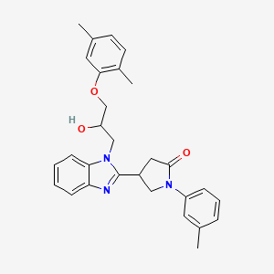 molecular formula C29H31N3O3 B2875535 4-{1-[3-(2,5-dimethylphenoxy)-2-hydroxypropyl]-1H-benzimidazol-2-yl}-1-(3-methylphenyl)pyrrolidin-2-one CAS No. 1018125-02-4
