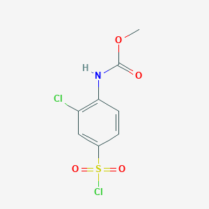 molecular formula C8H7Cl2NO4S B2875543 methyl N-[2-chloro-4-(chlorosulfonyl)phenyl]carbamate CAS No. 1599787-03-7