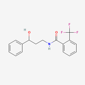 molecular formula C17H16F3NO2 B2875546 N-(3-羟基-3-苯基丙基)-2-(三氟甲基)苯甲酰胺 CAS No. 1396876-42-8