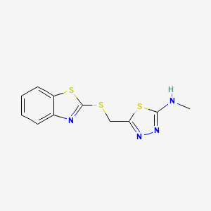 molecular formula C11H10N4S3 B2875547 [5-(苯并噻唑-2-基硫代甲基)-[1,3,4]噻二唑-2-基]-甲基-胺 CAS No. 308298-92-2