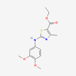 molecular formula C15H18N2O4S B2875550 Ethyl 2-[(3,4-dimethoxyphenyl)amino]-4-methyl-1,3-thiazole-5-carboxylate CAS No. 1797917-76-0