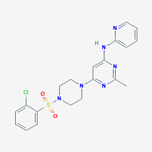 molecular formula C20H21ClN6O2S B2875553 6-(4-((2-chlorophenyl)sulfonyl)piperazin-1-yl)-2-methyl-N-(pyridin-2-yl)pyrimidin-4-amine CAS No. 1396874-42-2