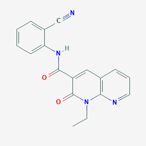 molecular formula C18H14N4O2 B2875557 N-(2-cyanophenyl)-1-ethyl-2-oxo-1,2-dihydro-1,8-naphthyridine-3-carboxamide CAS No. 941974-17-0
