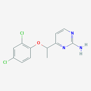 molecular formula C12H11Cl2N3O B2875560 4-[1-(2,4-Dichlorophenoxy)ethyl]pyrimidin-2-amine CAS No. 338976-08-2