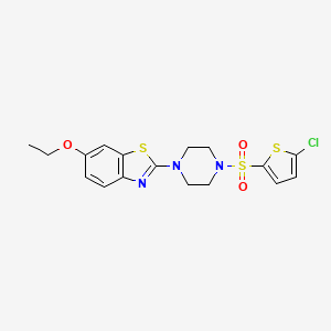 molecular formula C17H18ClN3O3S3 B2875567 2-(4-((5-Chlorothiophen-2-yl)sulfonyl)piperazin-1-yl)-6-ethoxybenzo[d]thiazole CAS No. 955766-34-4