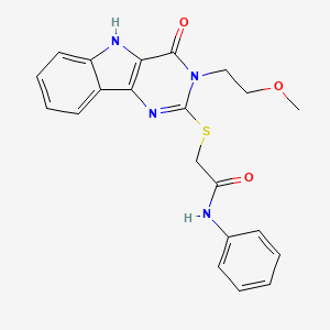 2-[[3-(2-methoxyethyl)-4-oxo-5H-pyrimido[5,4-b]indol-2-yl]sulfanyl]-N-phenylacetamide
