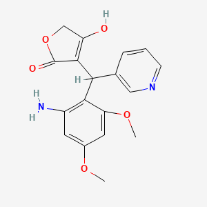 molecular formula C18H18N2O5 B2875587 3-[(2-氨基-4,6-二甲氧基苯基)(吡啶-3-基)甲基]-4-羟基-2,5-二氢呋喃-2-酮 CAS No. 1272756-36-1