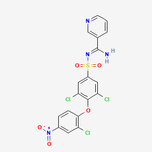 molecular formula C18H11Cl3N4O5S B2875590 N'-[3,5-dichloro-4-(2-chloro-4-nitrophenoxy)phenyl]sulfonylpyridine-3-carboximidamide CAS No. 210411-43-1