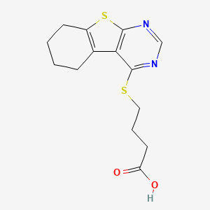 molecular formula C14H16N2O2S2 B2875612 4-(5,6,7,8-Tetrahydro[1]benzothieno[2,3-d]pyrimidin-4-ylsulfanyl)butanoic acid CAS No. 307341-23-7