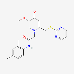 molecular formula C21H22N4O3S B2875617 N-(2,4-二甲基苯基)-2-(5-甲氧基-4-氧代-2-((嘧啶-2-硫代)甲基)吡啶-1(4H)-基)乙酰胺 CAS No. 1005292-07-8