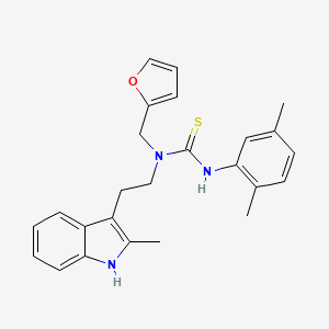molecular formula C25H27N3OS B2875619 3-(2,5-dimethylphenyl)-1-(furan-2-ylmethyl)-1-(2-(2-methyl-1H-indol-3-yl)ethyl)thiourea CAS No. 851971-64-7