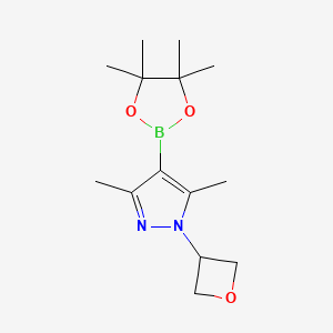 molecular formula C14H23BN2O3 B2875625 3,5-二甲基-1-(氧杂环-3-基)-4-(4,4,5,5-四甲基-1,3,2-二恶杂硼烷-2-基)吡唑 CAS No. 2144759-94-2
