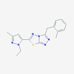 molecular formula C17H18N6S B287563 6-(1-ethyl-3-methyl-1H-pyrazol-5-yl)-3-(2-methylbenzyl)[1,2,4]triazolo[3,4-b][1,3,4]thiadiazole 