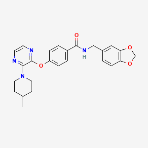 molecular formula C25H26N4O4 B2875638 N-(1,3-benzodioxol-5-ylmethyl)-4-{[3-(4-methylpiperidin-1-yl)pyrazin-2-yl]oxy}benzamide CAS No. 1115979-68-4