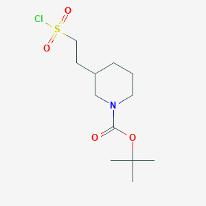 molecular formula C12H22ClNO4S B2875640 Tert-butyl 3-[2-(chlorosulfonyl)ethyl]piperidine-1-carboxylate CAS No. 2172071-83-7