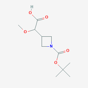 molecular formula C11H19NO5 B2875643 2-{1-[(Tert-butoxy)carbonyl]azetidin-3-yl}-2-methoxyacetic acid CAS No. 2231673-77-9