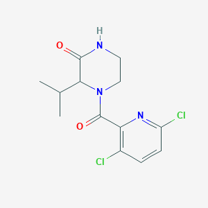 molecular formula C13H15Cl2N3O2 B2875649 4-(3,6-Dichloropyridine-2-carbonyl)-3-(propan-2-yl)piperazin-2-one CAS No. 1333694-62-4