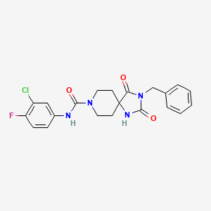 molecular formula C21H20ClFN4O3 B2875652 3-benzyl-N-(3-chloro-4-fluorophenyl)-2,4-dioxo-1,3,8-triazaspiro[4.5]decane-8-carboxamide CAS No. 1021127-37-6