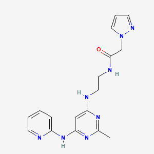 N-(2-((2-methyl-6-(pyridin-2-ylamino)pyrimidin-4-yl)amino)ethyl)-2-(1H-pyrazol-1-yl)acetamide
