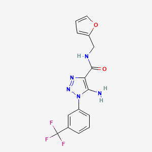 molecular formula C15H12F3N5O2 B2875664 5-amino-N-(furan-2-ylmethyl)-1-(3-(trifluoromethyl)phenyl)-1H-1,2,3-triazole-4-carboxamide CAS No. 443112-10-5