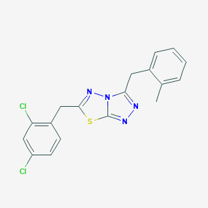 molecular formula C18H14Cl2N4S B287567 6-(2,4-Dichlorobenzyl)-3-(2-methylbenzyl)[1,2,4]triazolo[3,4-b][1,3,4]thiadiazole 