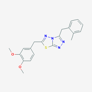molecular formula C20H20N4O2S B287568 6-(3,4-Dimethoxybenzyl)-3-(2-methylbenzyl)[1,2,4]triazolo[3,4-b][1,3,4]thiadiazole 
