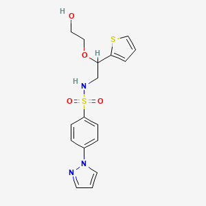 molecular formula C17H19N3O4S2 B2875699 N-(2-(2-hydroxyethoxy)-2-(thiophen-2-yl)ethyl)-4-(1H-pyrazol-1-yl)benzenesulfonamide CAS No. 2034615-65-9