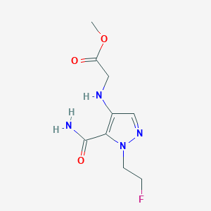 molecular formula C9H13FN4O3 B2875703 Methyl 2-[[5-carbamoyl-1-(2-fluoroethyl)pyrazol-4-yl]amino]acetate CAS No. 2247207-06-1