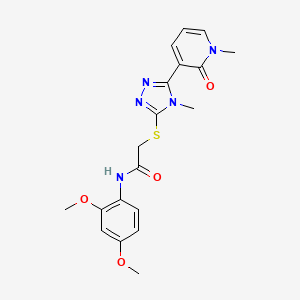 molecular formula C19H21N5O4S B2875710 N-(2,4-dimethoxyphenyl)-2-((4-methyl-5-(1-methyl-2-oxo-1,2-dihydropyridin-3-yl)-4H-1,2,4-triazol-3-yl)thio)acetamide CAS No. 1105207-17-7