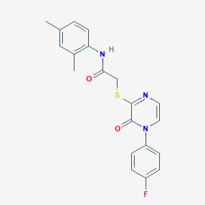 molecular formula C20H18FN3O2S B2875715 N-(2,4-dimethylphenyl)-2-((4-(4-fluorophenyl)-3-oxo-3,4-dihydropyrazin-2-yl)thio)acetamide CAS No. 895104-45-7