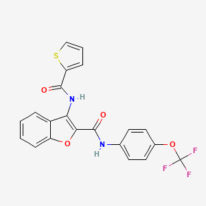 molecular formula C21H13F3N2O4S B2875717 3-(噻吩-2-甲酰胺基)-N-(4-(三氟甲氧基)苯基)苯并呋喃-2-甲酰胺 CAS No. 888462-02-0