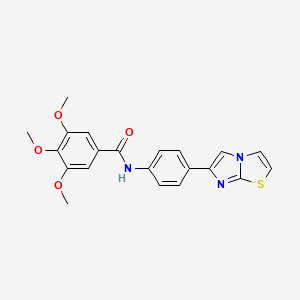 molecular formula C21H19N3O4S B2875721 N-(4-imidazo[2,1-b][1,3]thiazol-6-ylphenyl)-3,4,5-trimethoxybenzamide CAS No. 691392-63-9