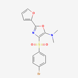 molecular formula C15H13BrN2O4S B2875726 4-((4-bromophenyl)sulfonyl)-2-(furan-2-yl)-N,N-dimethyloxazol-5-amine CAS No. 855714-92-0