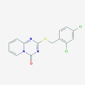 molecular formula C14H9Cl2N3OS B2875729 2-[(2,4-二氯苯基)甲硫基]吡啶并[1,2-a][1,3,5]三嗪-4-酮 CAS No. 896334-05-7