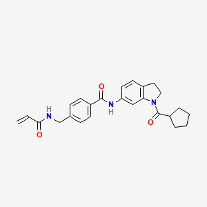 molecular formula C25H27N3O3 B2875734 N-[1-(Cyclopentanecarbonyl)-2,3-dihydroindol-6-yl]-4-[(prop-2-enoylamino)methyl]benzamide CAS No. 2361897-90-5