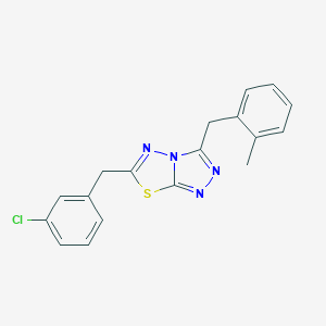 molecular formula C18H15ClN4S B287574 6-(3-Chlorobenzyl)-3-(2-methylbenzyl)[1,2,4]triazolo[3,4-b][1,3,4]thiadiazole 